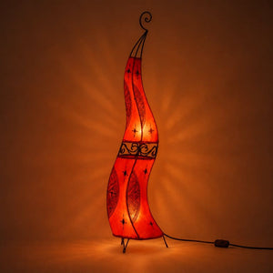 Candeeiro marroquino de couro e ferro forjado 120cm vermelho