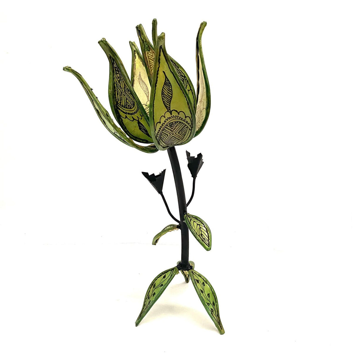 Lámpara marroquí de piel verde