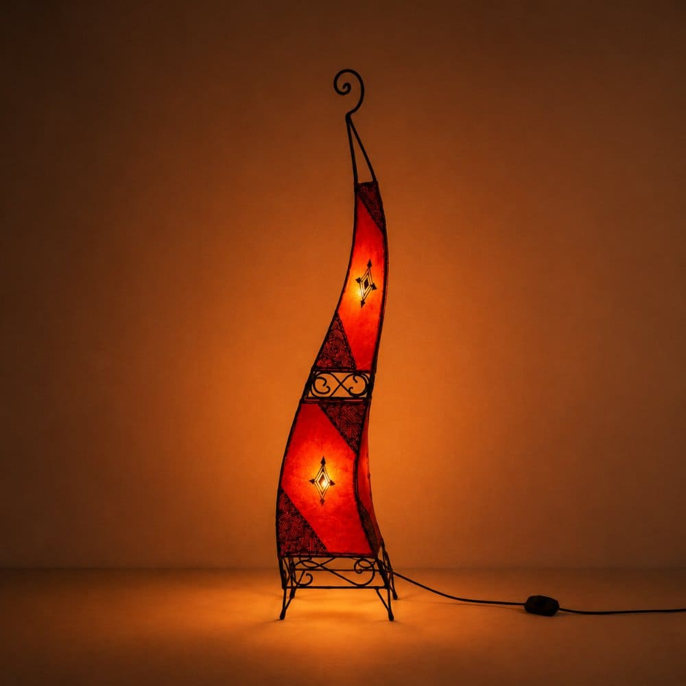 lámpara marroquí roja henna 120 encendida