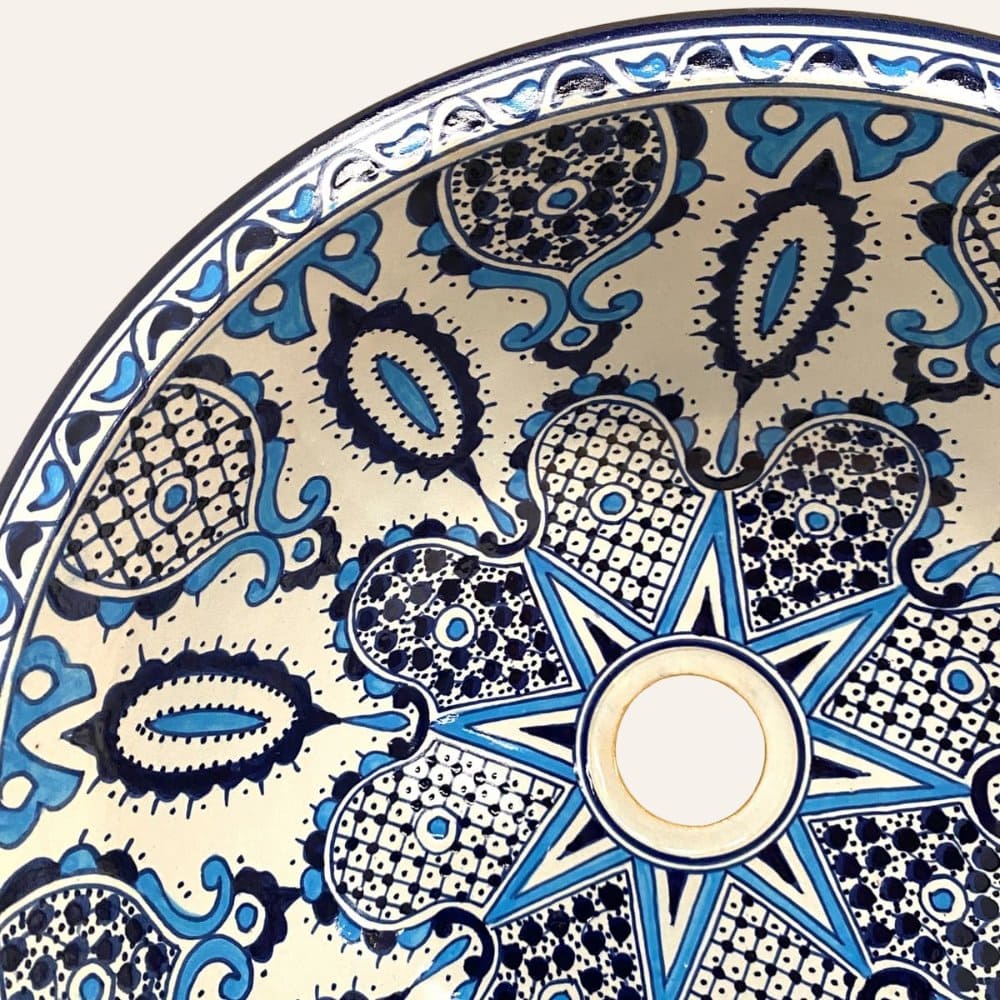 lavabo árabe cerámica de Fez azulado 40b