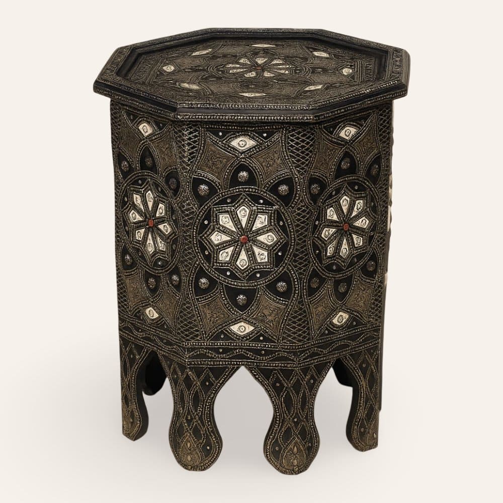 mesa marroquí auxiliar de hueso blanco