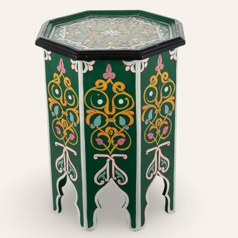 mesa marroquí de madera verde pintada