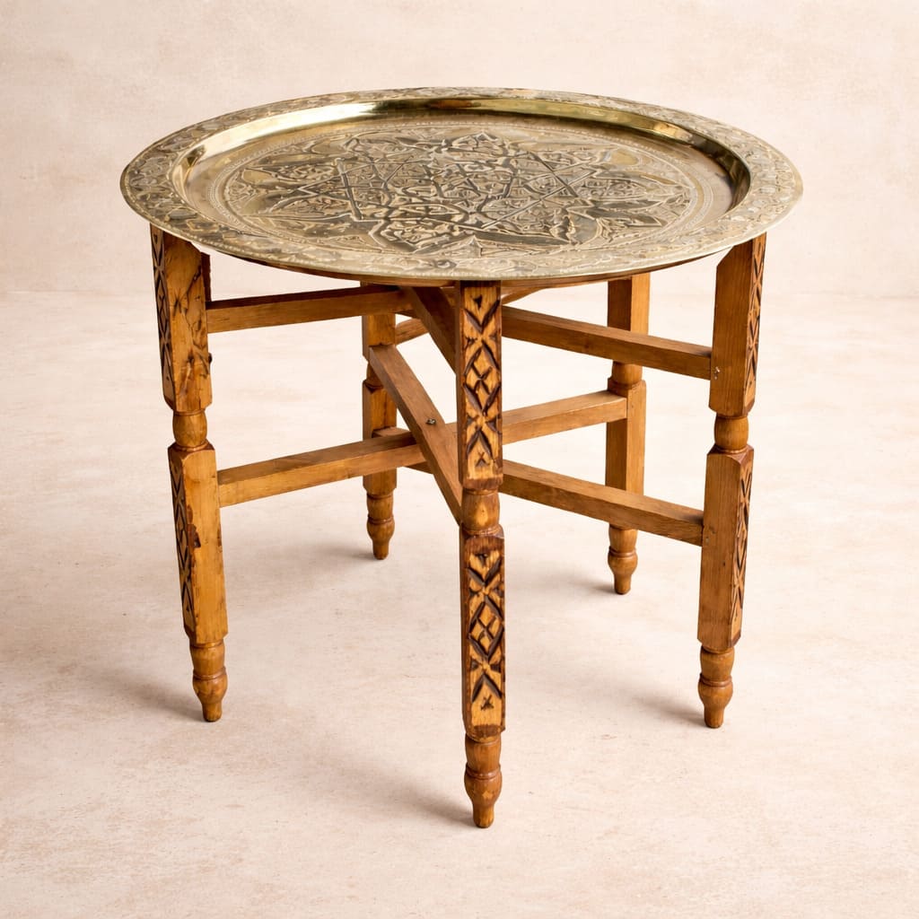 mesa de té marroquí dorada escena