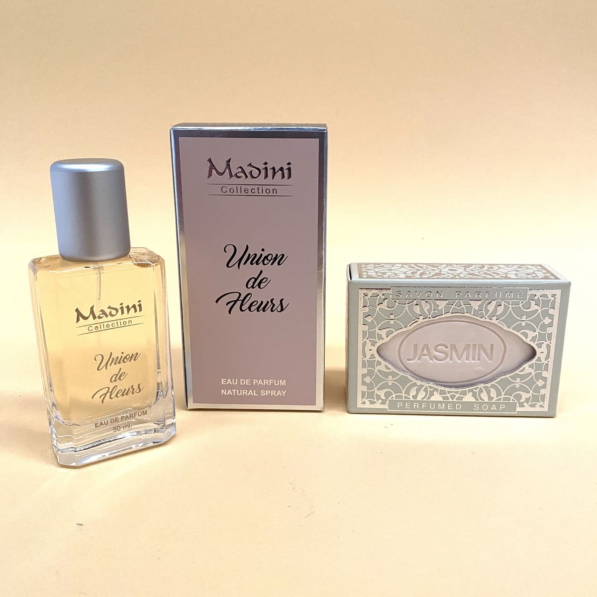 Cesta de perfume árabe feminino MADINI Union de Fleurs + sabonete