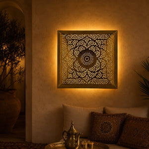 plafón árabe cuadrado dorado 70cm