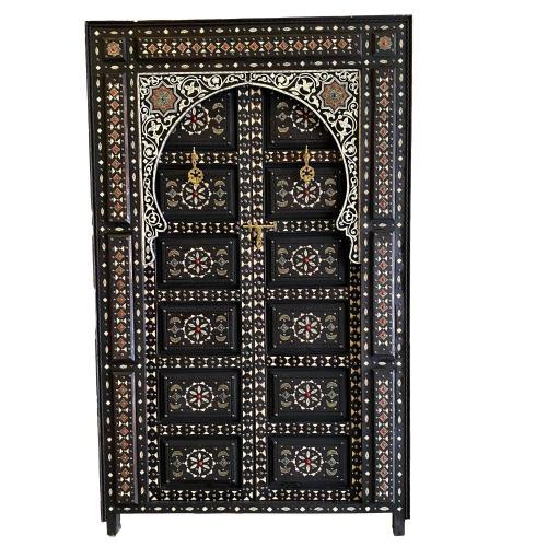 Puerta árabe de madera tallada a mano con hueso