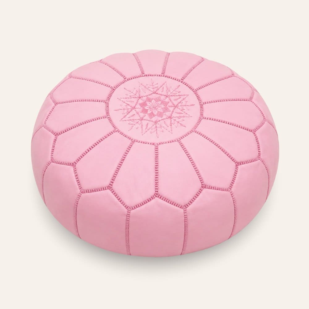 puff árabe cuero natural rosa