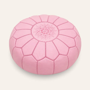 puff árabe cuero natural rosa
