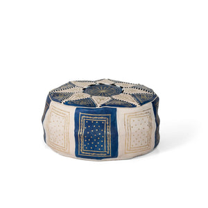 Puff árabe de cuero natural bicolor