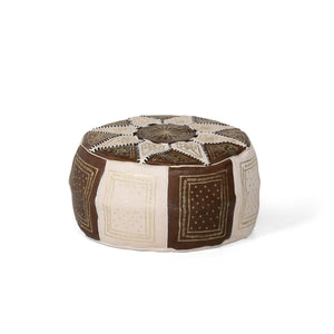 Puff árabe de cuero natural bicolor