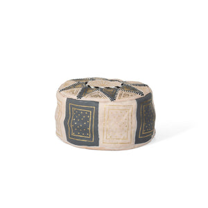 Puff árabe de cuero natural bicolor