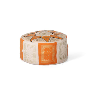 Puff árabe de cuero natural bicolor