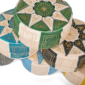 Puff árabe de cuero natural bicolor