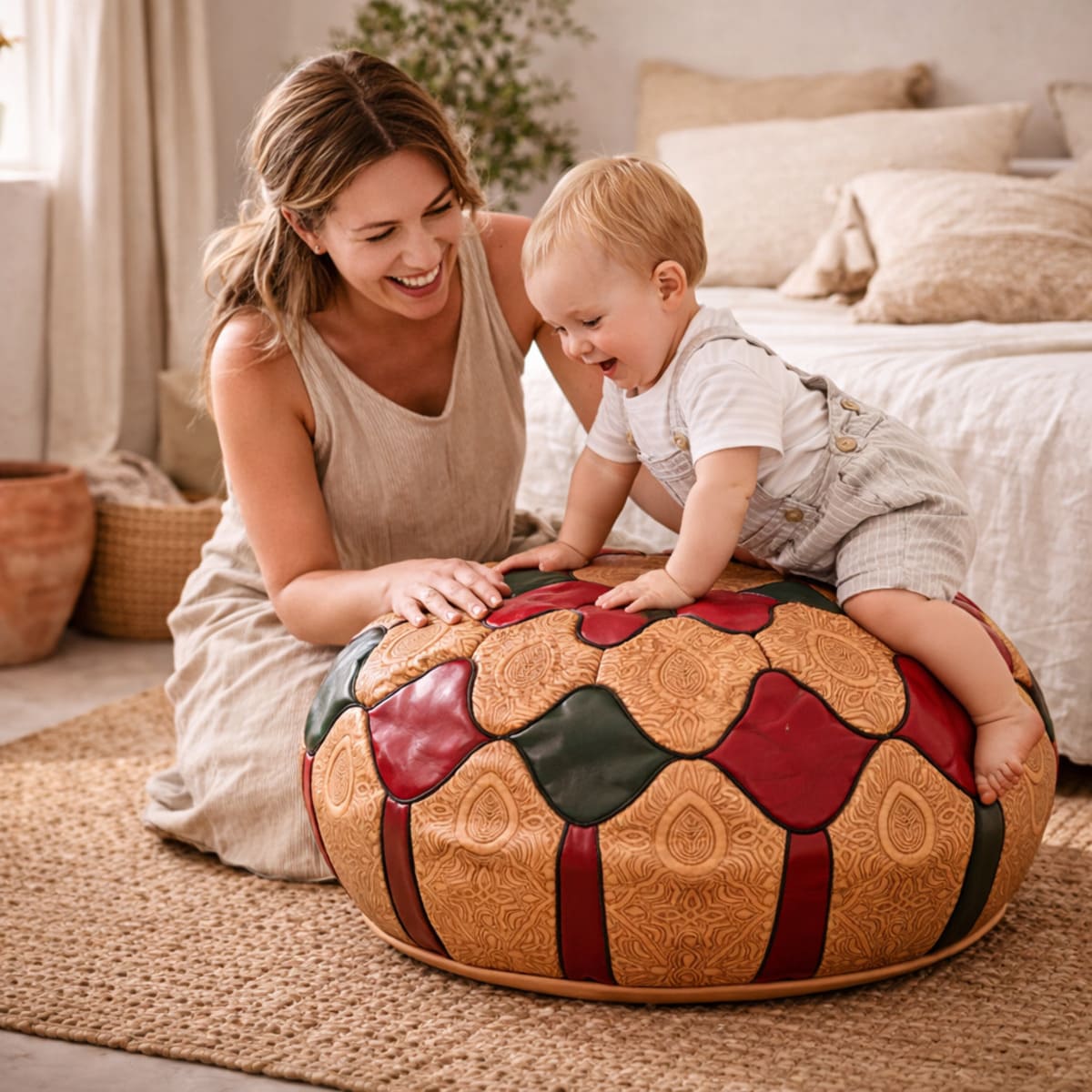 puff árabe de piel multicolor IZERBI contexto