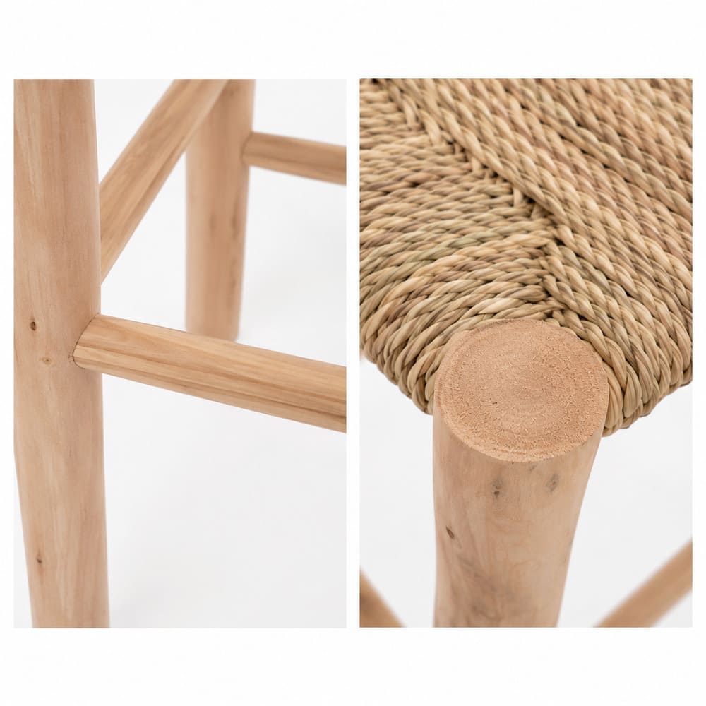 taburete artesanal madera anea 60 detalles