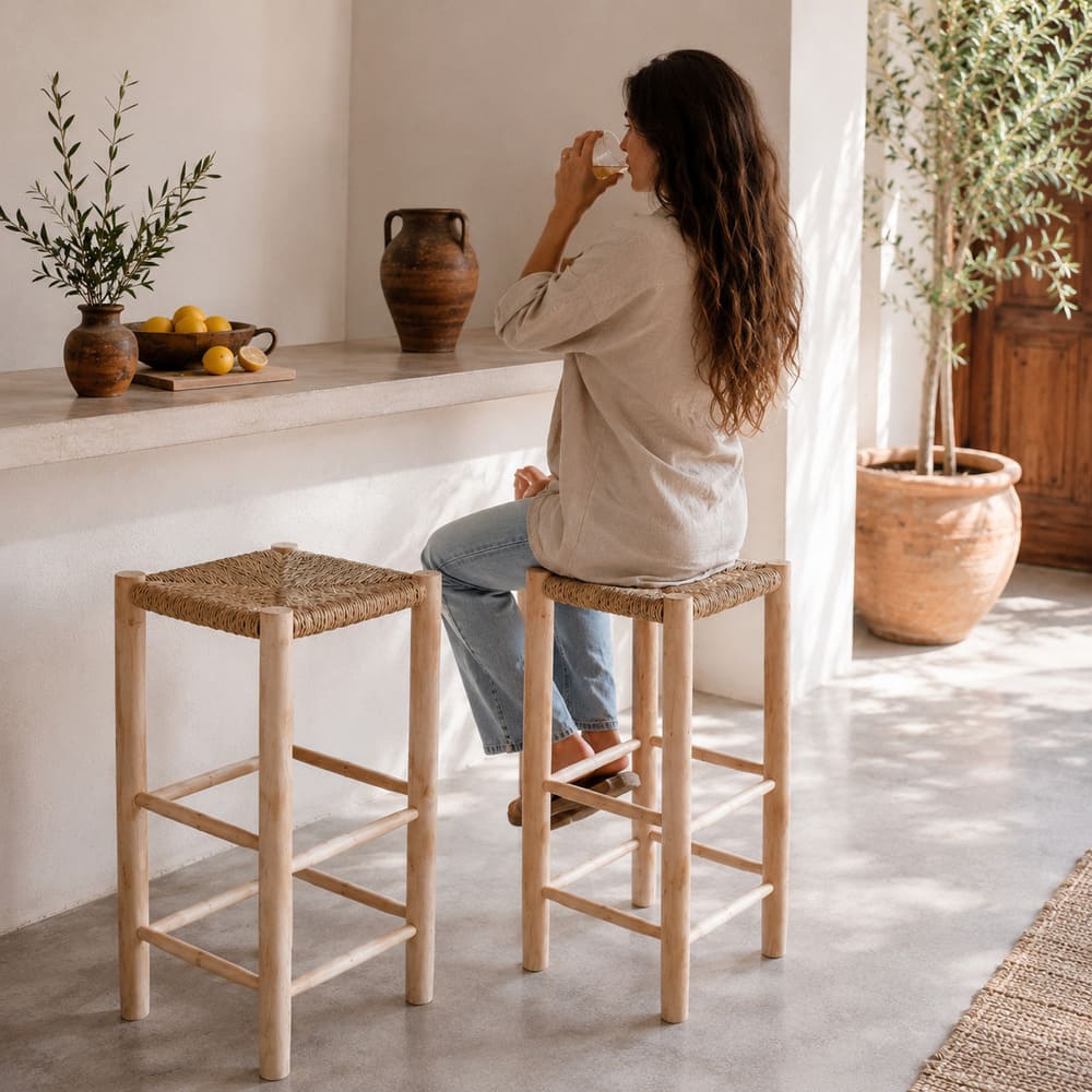 taburete artesanal madera anea 60 lifestyle
