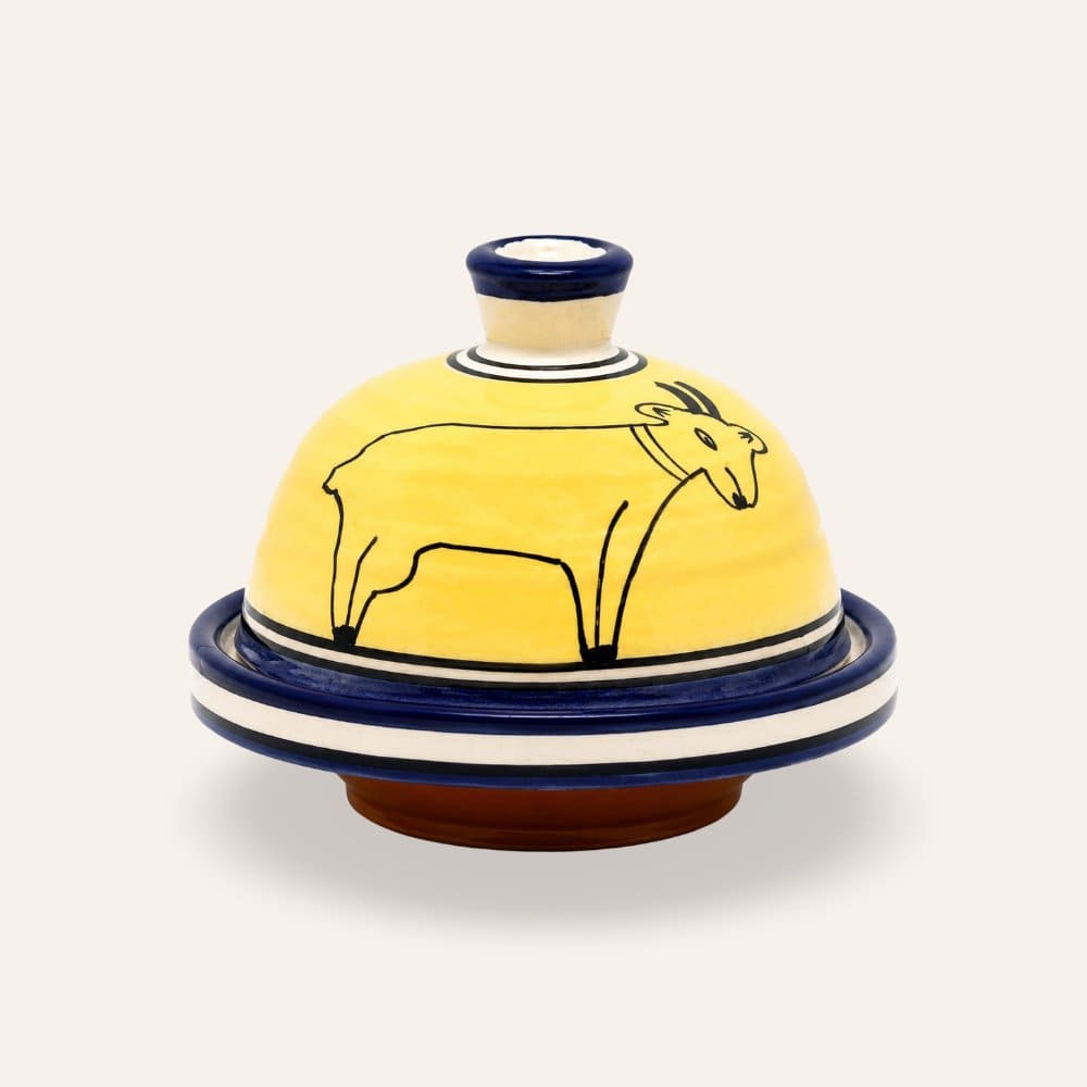 tajín marroquí cerámica cabra amarillo