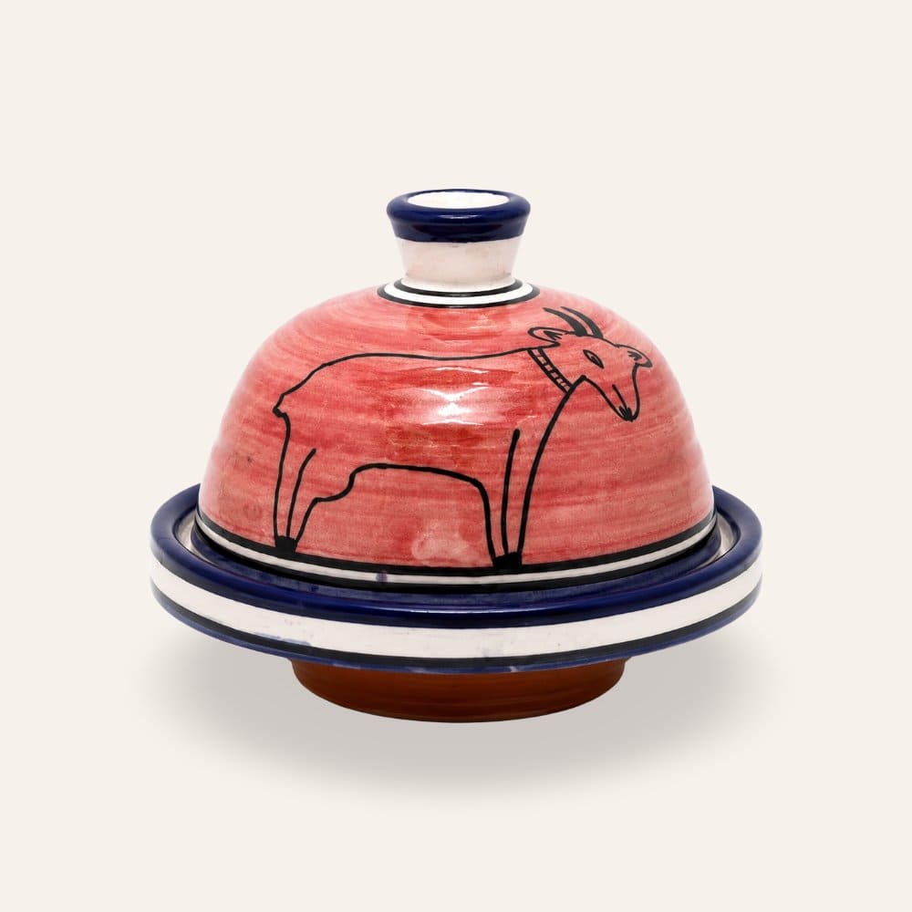 tajín marroquí cerámica cabra rojo