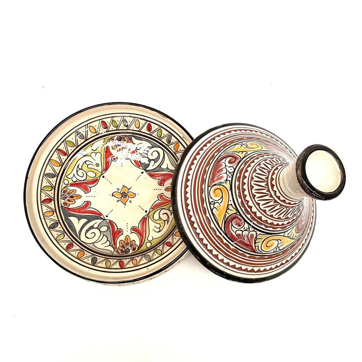 Tajín marroquí labrado blanco abierto