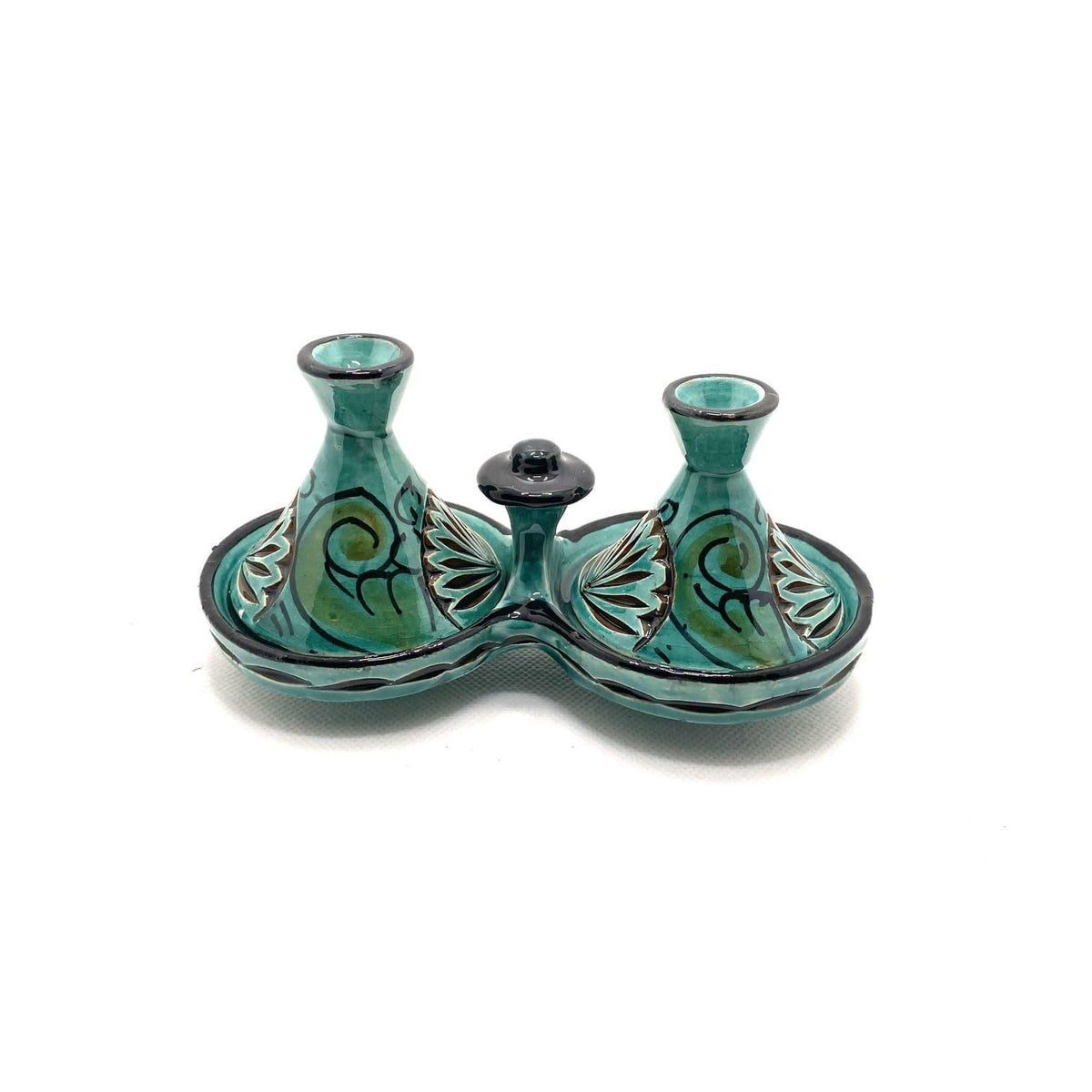 Tajín marroquí especiero doble labrado verde