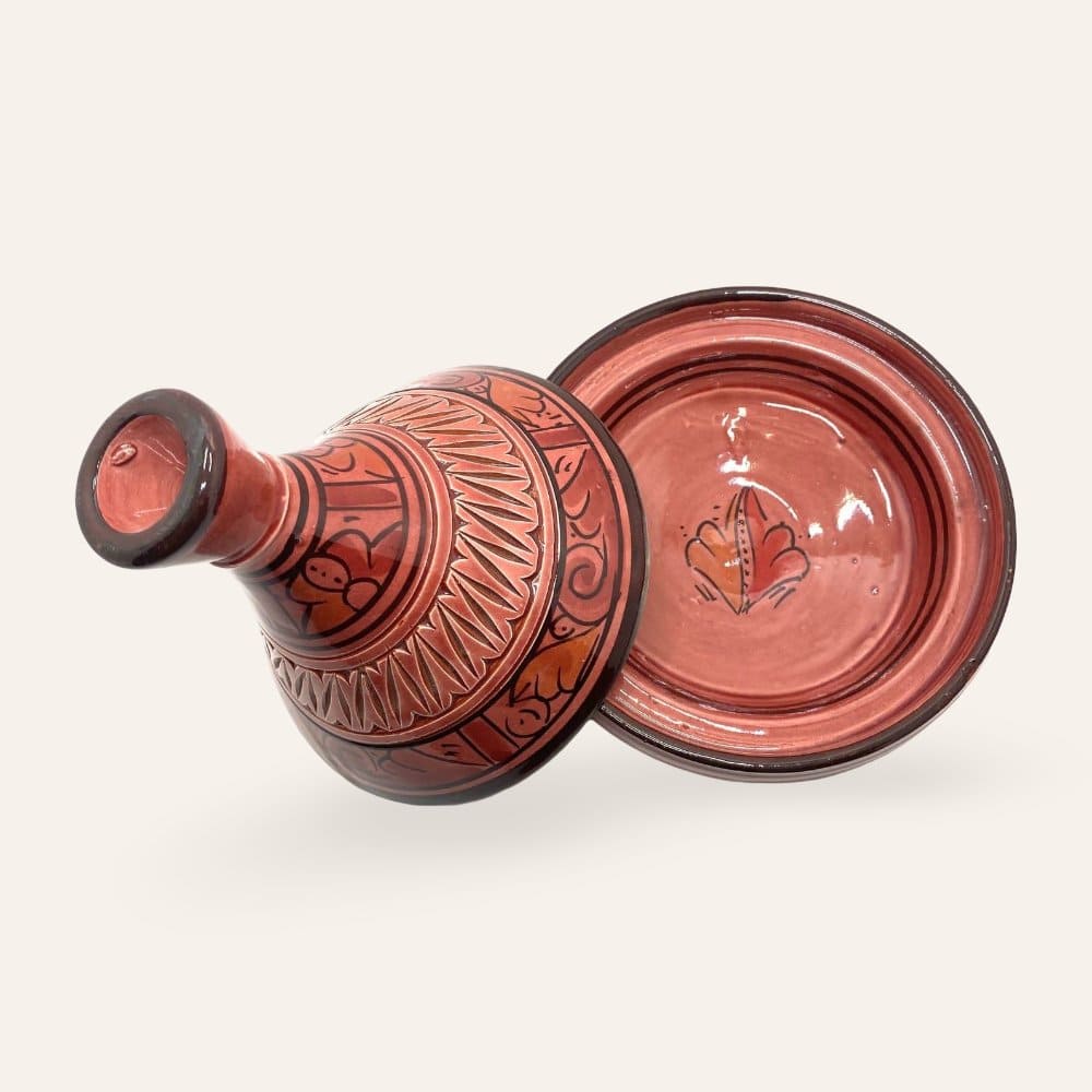 tajín marroquí labrado cerámica rojo 16